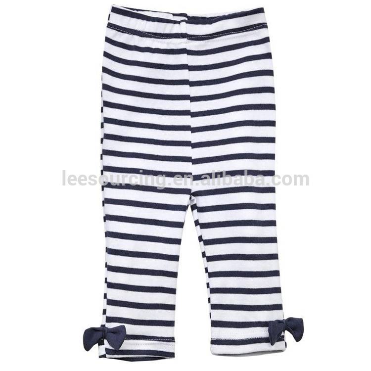 100% Cotton Wholesale Infant Girls Legging Autumn Striped Baby leggings