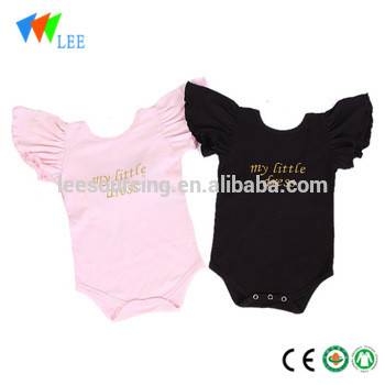 Girl's Ruffle Sleeve Cotton Baby Clothes Romper Plain Toddler Kids Rompers Children Frock Design Bodysuit