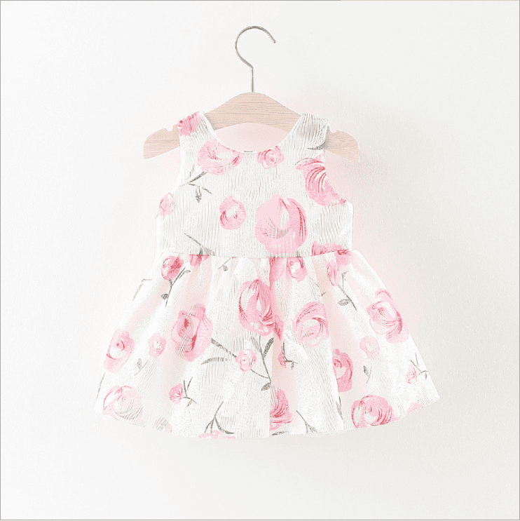 फैशन नई शैली ग्रीष्मकालीन बेबी कपड़े लवली गुलाबी लेस पैटर्न बच्चों धूम्रपान पोशाक