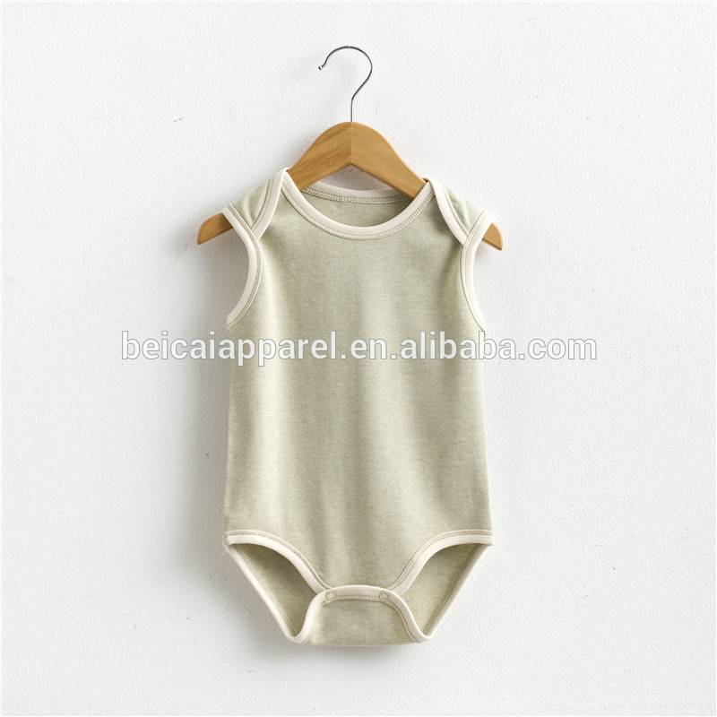 Wholesale blank sleeveless organic cotton baby bodysuits baby clothes