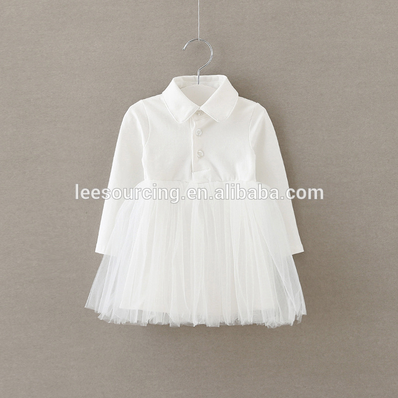 Wholesale cotton long sleeve shirt girl tulle dress