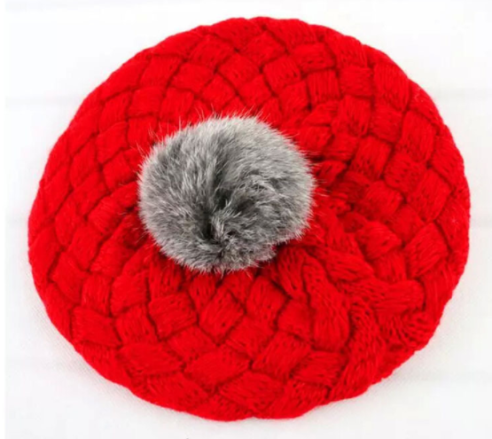 baby knitting hat with hair ball
