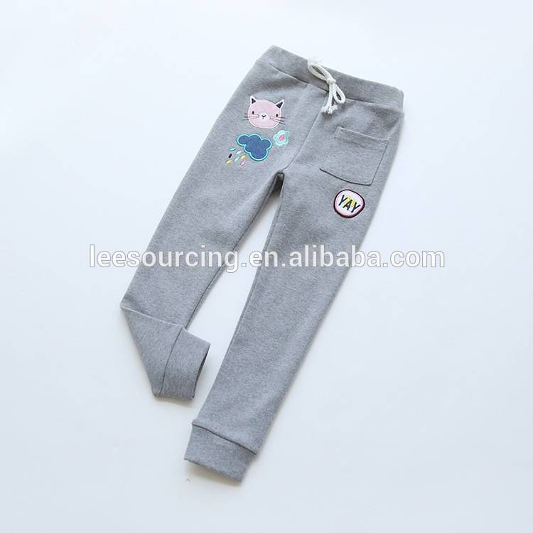 Wholesale cute elastic kids grey leggings cotton hot sell
