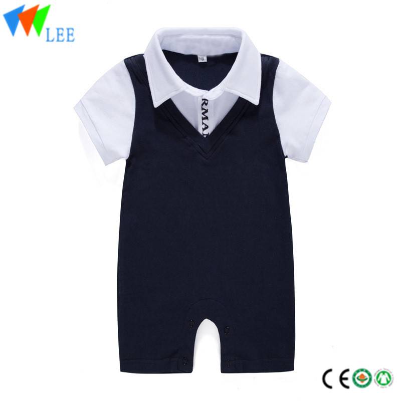 baby cotton 3-piece set short sleeve gentlemen summer kids vest and t rompers