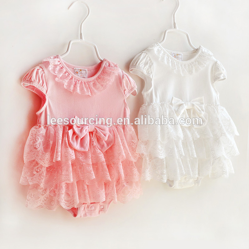 100% cotton white baby onesie infant lace tutu body suit wholesale