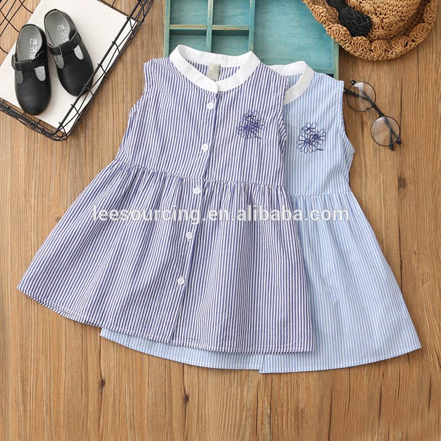 Wholesale summer sleeveless stripe girls kids casual dresses