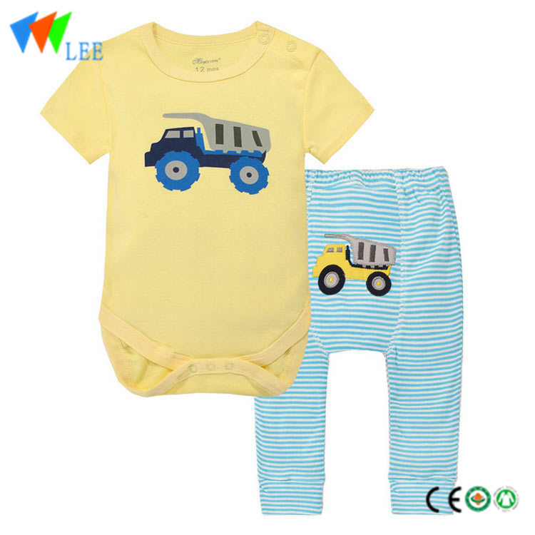 Discountable price Fancy Boy Clothes - 100% cotton O/neck baby short sleeve romper high quality print lovely two pieces – LeeSourcing