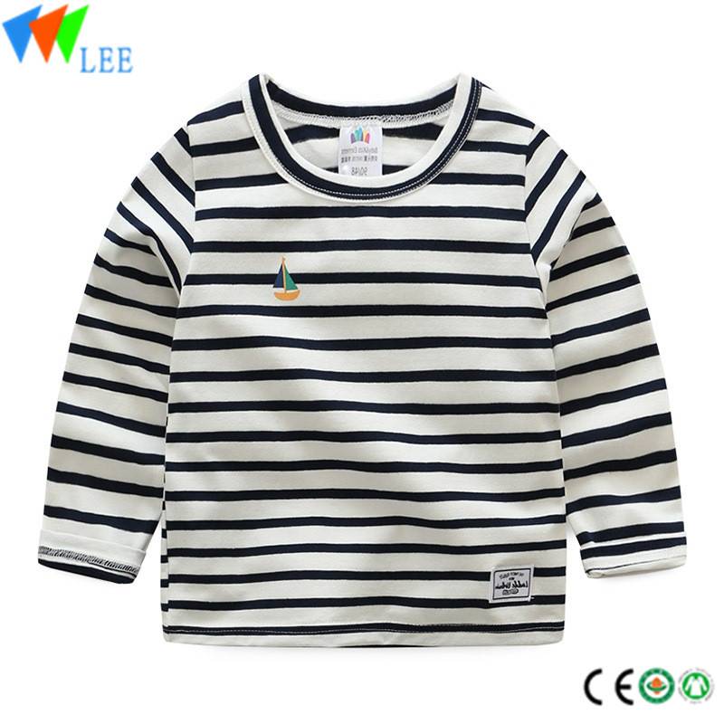 high-quality 100% cotton kids long sleeve t shirt round collar embroidered