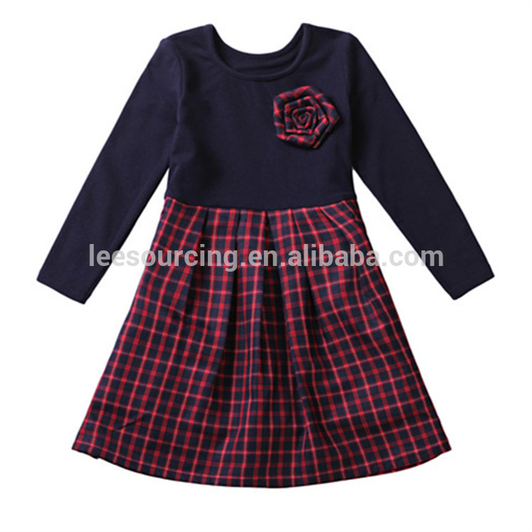 Kid autumn check dress Girl England style plaid dress child girl uniform frocks