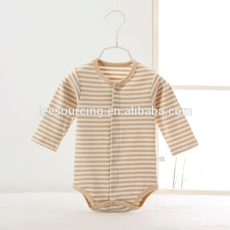 Hot sale infant clothing long sleeve stripe organic cotton baby bodysuit