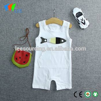 White baby onesie cotton sleeveless newborn baby jumpsuit wholesale