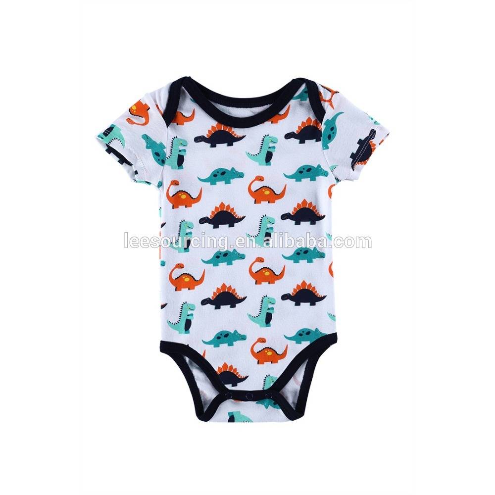 Wholesale Price Short Sleeve Summer Baby Bodysuit Baby Rompers Dinosaur Animal Pattern