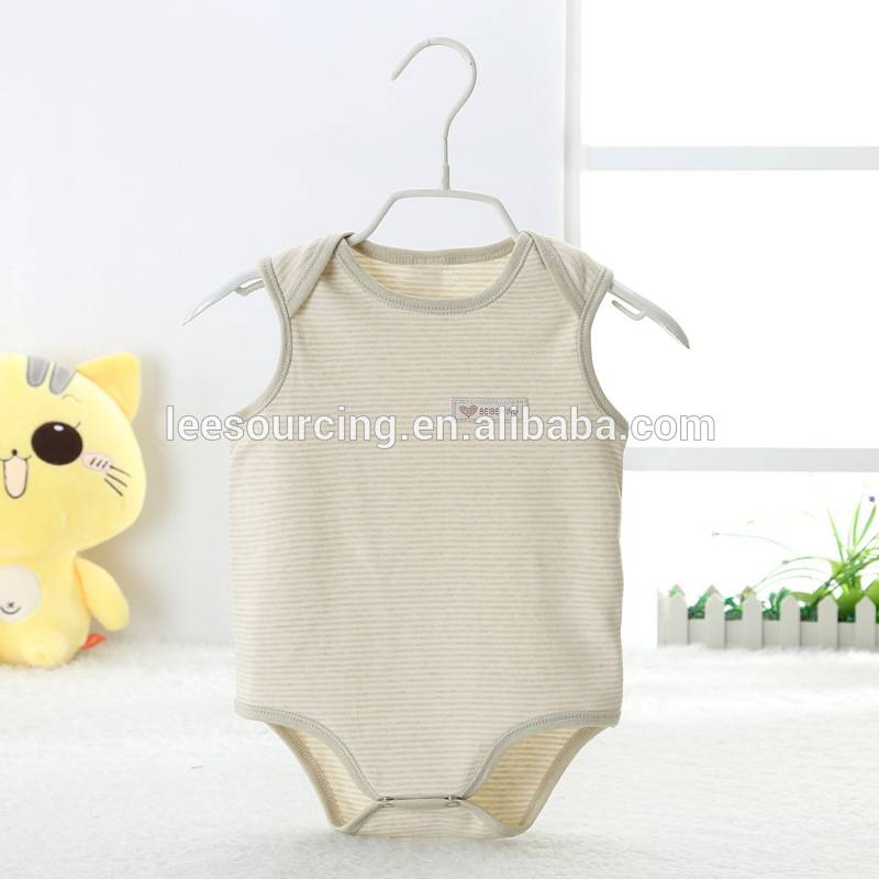 Wholesale summer sleeveless striped organic baby rompers toddler clothes organic jumpsuit