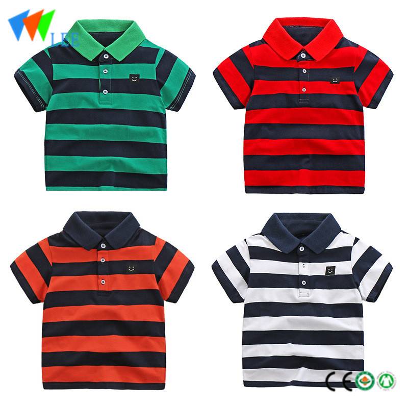 baby summer t shirts striped cotton lapels kids child t shirt with button