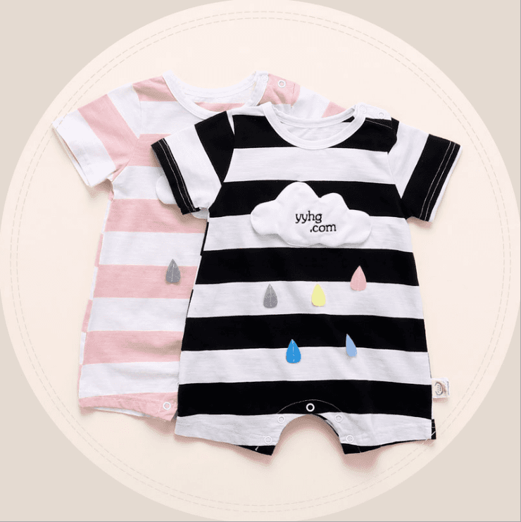 OEM China Born Baby Set - 100% Organic Cotton Short Sleeve Striped Plain Baby Rompers – LeeSourcing