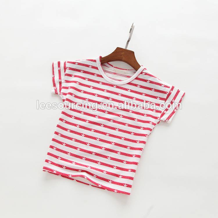 Summer full star pattern short sleeve soft children girl stripe t-shirt