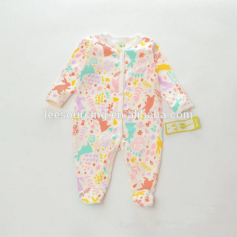 Graphic Kids Pajamas Footed One-Piece Cotton Baby Clothes Romper Newborn Baby Layette