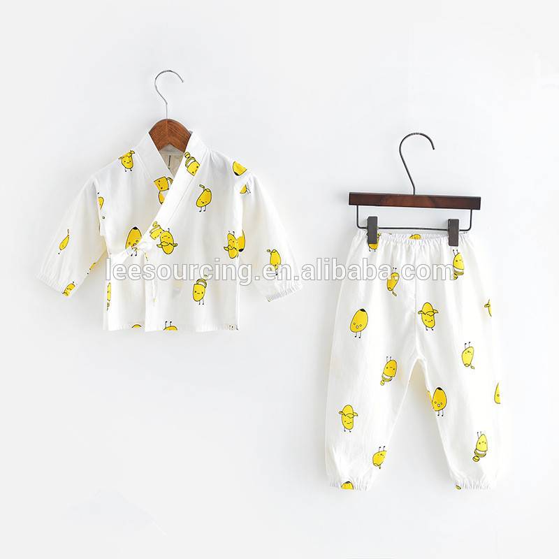 Wholesale baby clothing set long sleeve kids tops and pants toddler cotton home wear Kimono kids