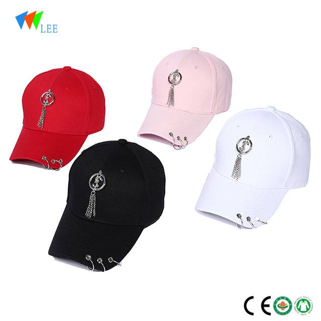 fashion 6 panel cotton baseball cap with rings
