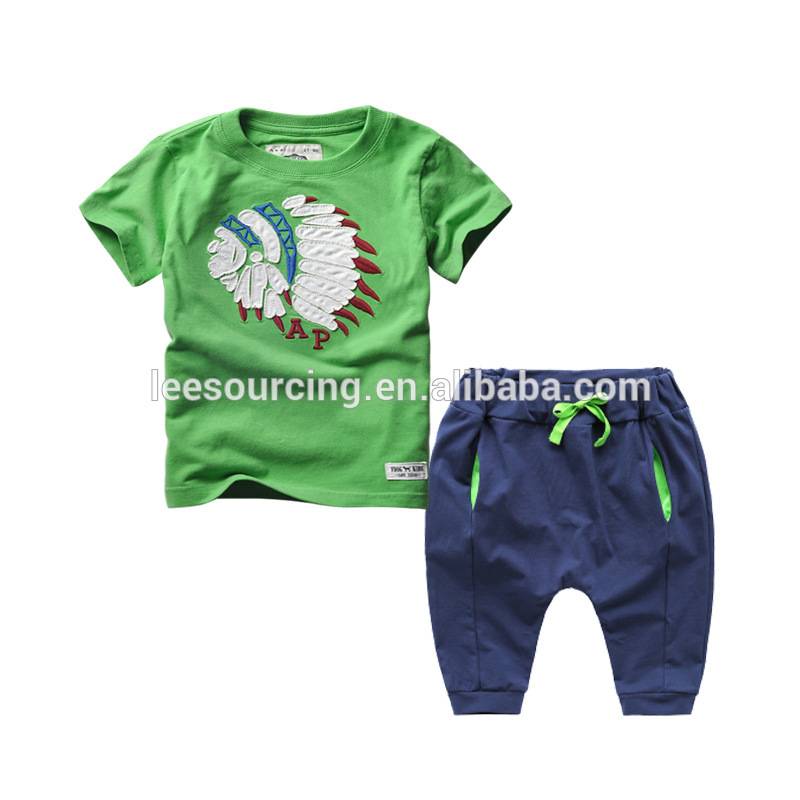 Wholesale price 100% cotton summer baby boy clothes sets baby clothes 1 set