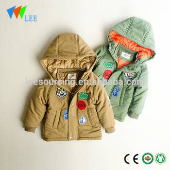 Children winter hoodie embroidery cotton padded wholesale kids jackets coats