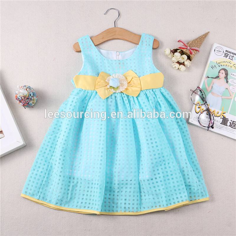 Cheap PriceList for Mesh Girls Dress - Blue color sleeveless belt summer children girl princess dress – LeeSourcing