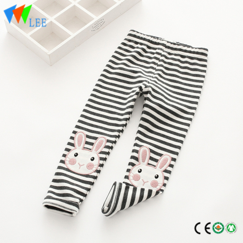 100% cotton baby girl leggings wholesale stripe embroidered rabbit lovely