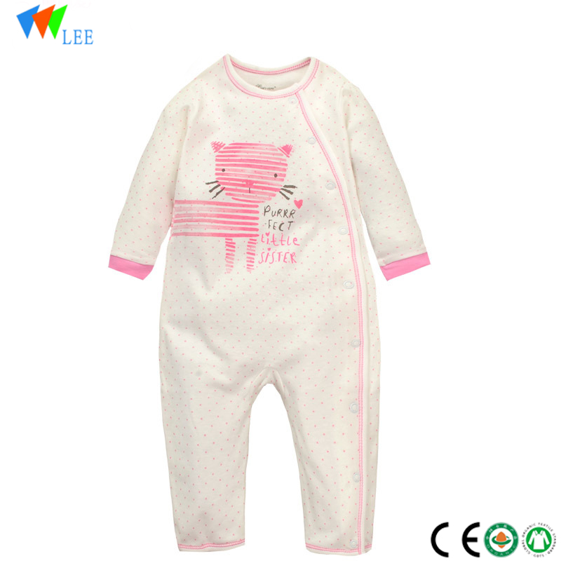 nyt design 3/4 ærme babytøj økologisk bomuld almindeligt onesie nyfødte baby-pyjamas romper