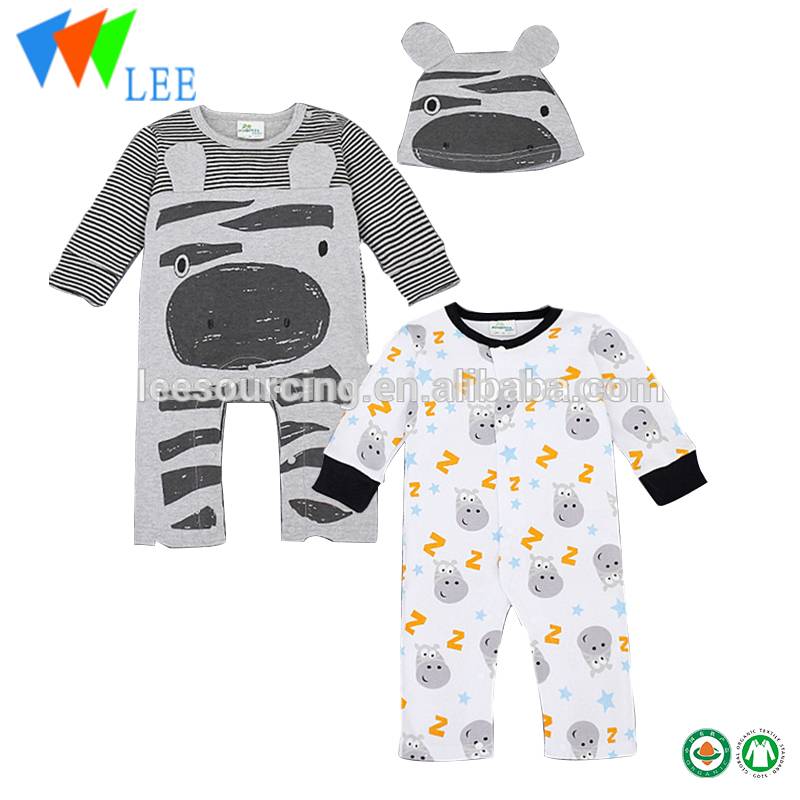 Wholesale animal printing cotton baby playsuits sets newborn baby boy gift sets