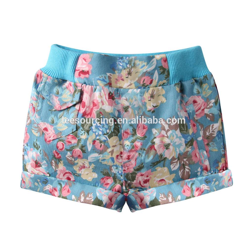 Baby girl floral cotton shorts printed stretch shorts for summer