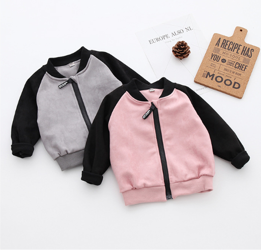 Baby Zipper Jacket Kids Embroidery Leisure Outwear Autumn Coat For 2-10 Years old