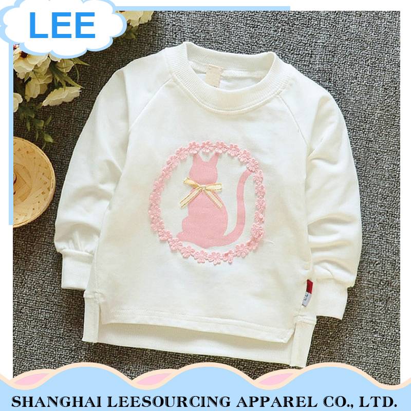 High quality cotton kids child baby girl rounded hem t-shirts