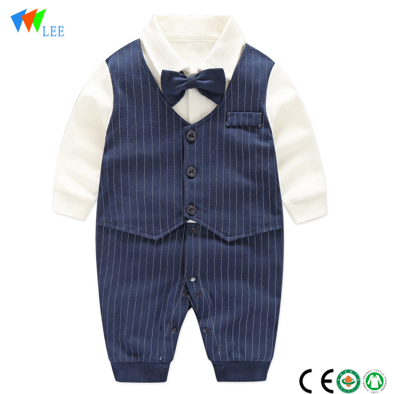 Нова мода памук с дълъг ръкав удобни джентълмен бебешки ританки на едро