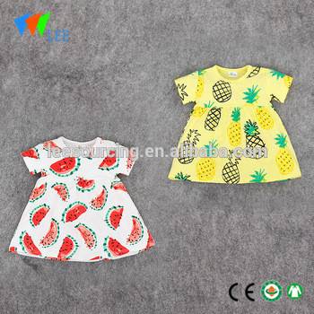 100% bomull sommer frukt mønster småbarn kle engros babyen kjole nye stil