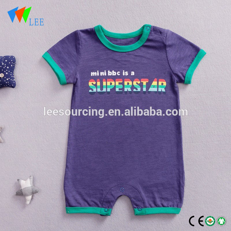 Wholesale high quality soft baby playsuit 100% cotton body suit for summer