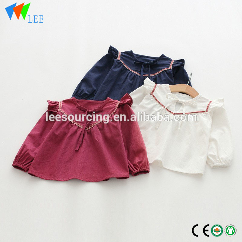 Wholesale boutique baby girl ruffle 100% cotton clothing kids ruffle tops shirts