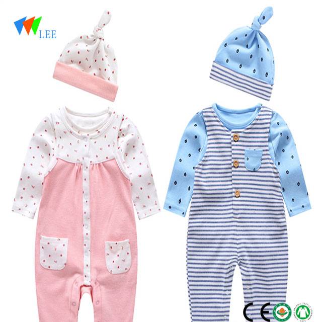 0-1T wholesale newborn baby cotton 3-piece set clothes romper