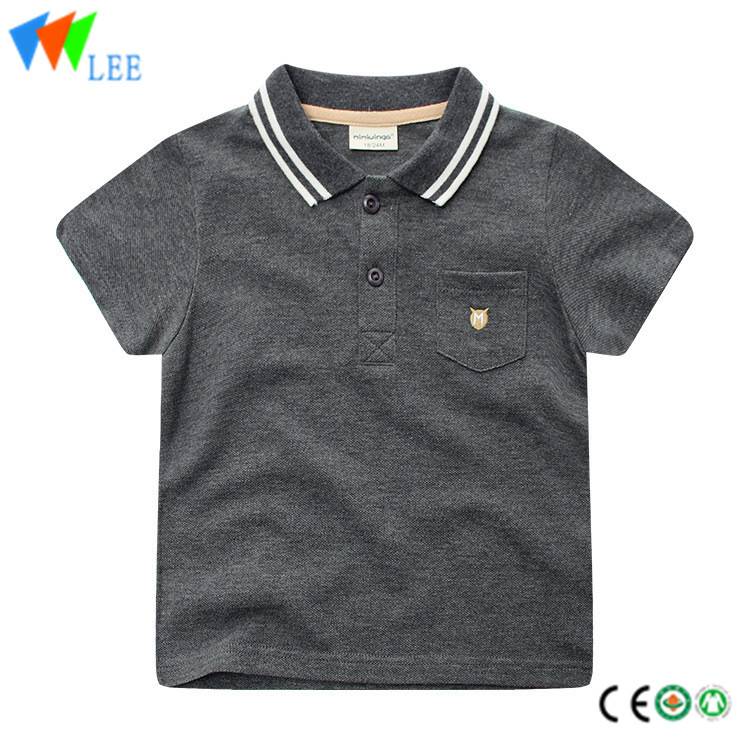 kids boys casual polo shirts wholesale short sleeve lapel 100%cotton with pocket printed