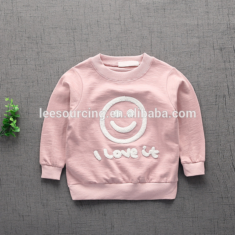 Wholesale baby girl smiling face sweatshirt long sleeve t shirt clothes