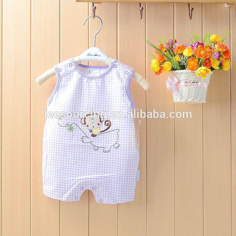 Excellent quality Newborn Boy Outfit - Wholesale monkey printed checked infant and toddler cotton baby suit – LeeSourcing