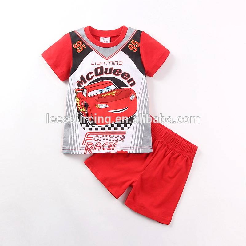 High quality red color cartoon printing kids clothing set