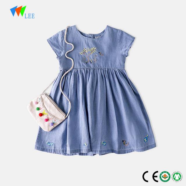 6 years old simple jeans dress for kids girls