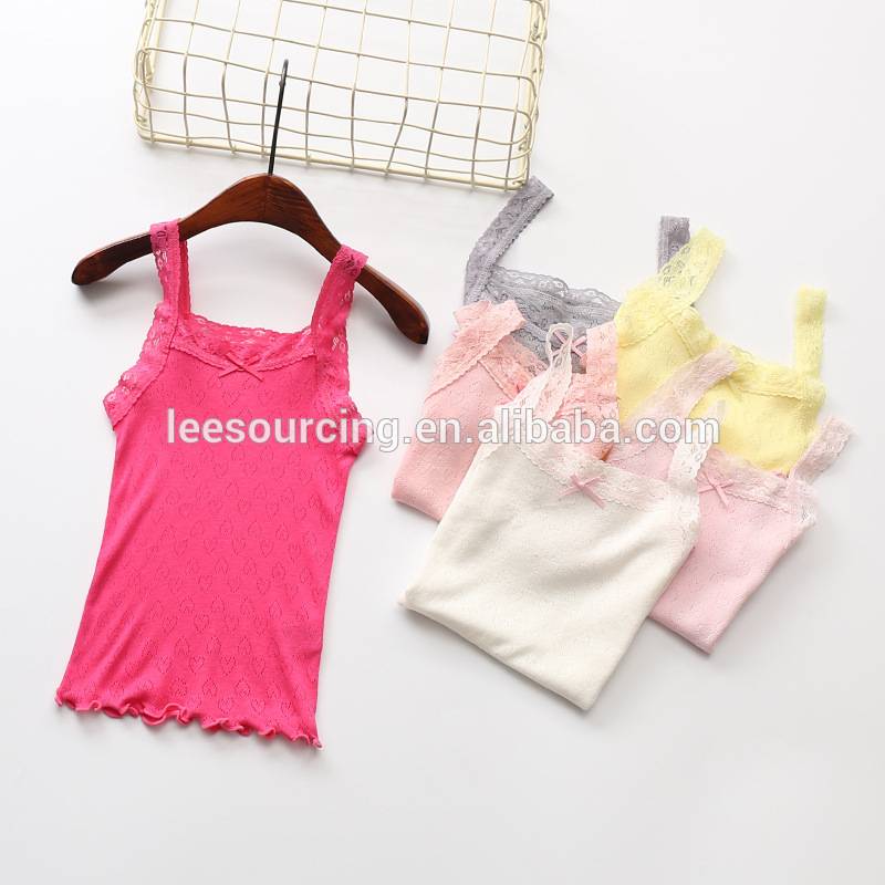 Buy factory summer t shirt for kids little girls lace flounce camisole top