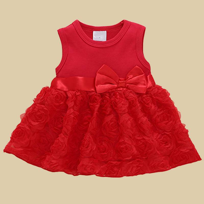 Customizable Summer Clann Cur ort Red Sleeveless Baby Girls tutu Dress