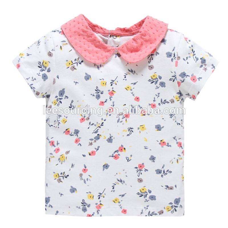 High quality soft cotton cute floral baby girls t shirt