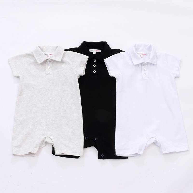 Wholesale short sleeve baby onesie white casual style baby romper cotton kids bodysuit