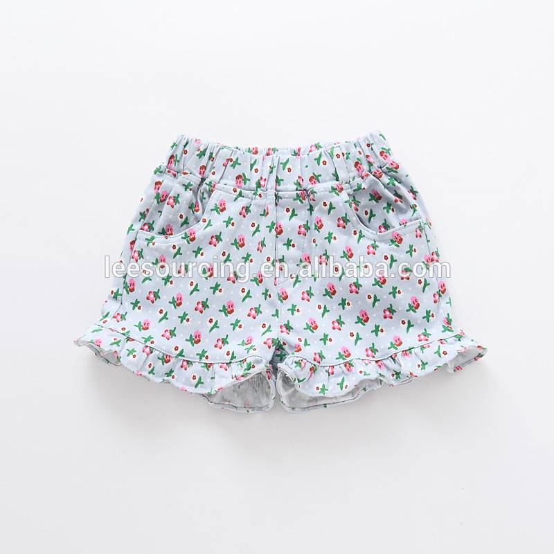 Sweet style full flower printing wholesale baby girl ruffle shorts