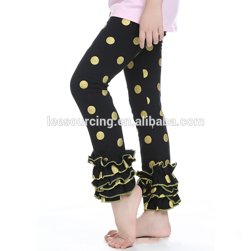 J4602 wholesale kids leggings children clothes solid colors 100% cotton sew sassy ruffles leggings
