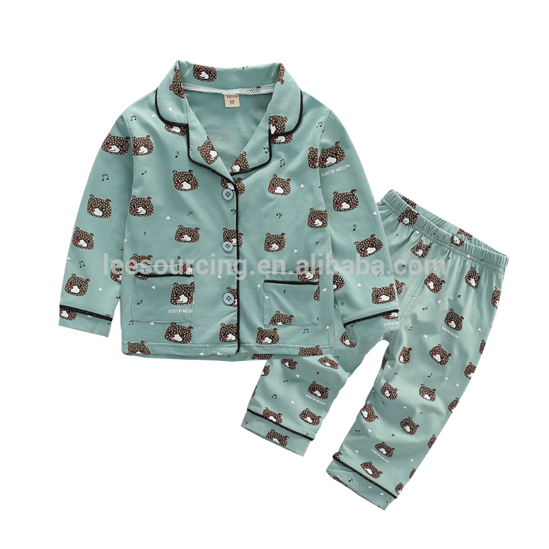 Long sleeved cotton pajamas for boys