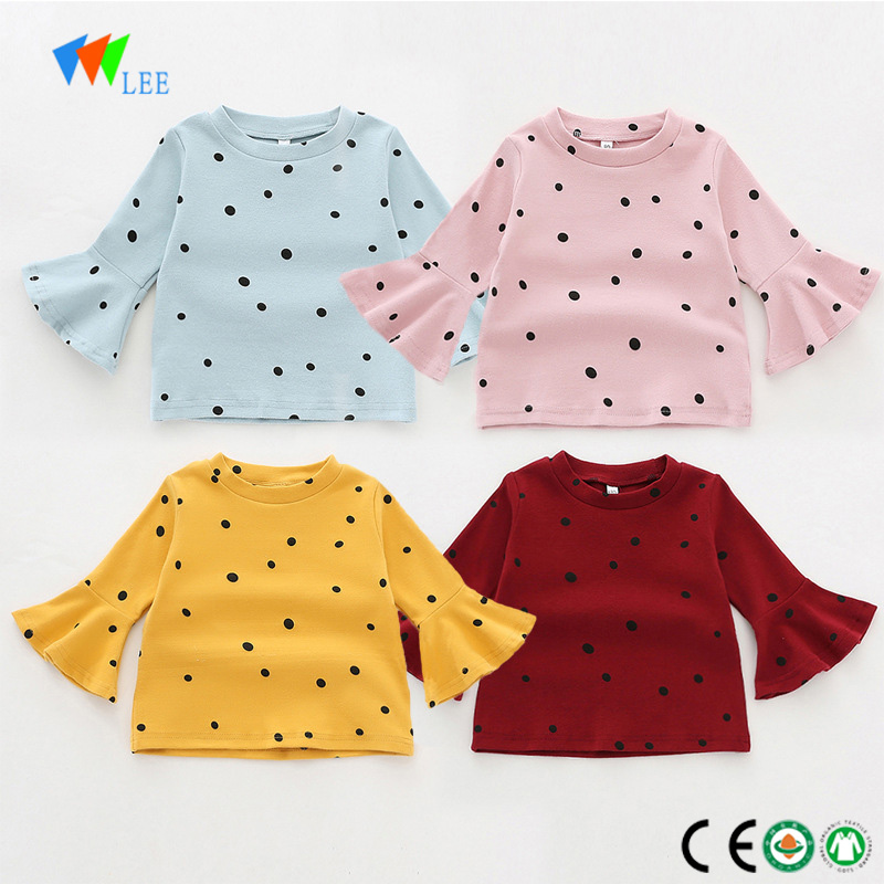 wholesale fashion style children's summer long-sleeved cotton kids girl printed t-shirts